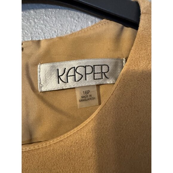 Kasper Sheath Dress 16P 16 P Sleeveless Stretch Doe Golden Camel Brown NWT - Picture 12 of 15